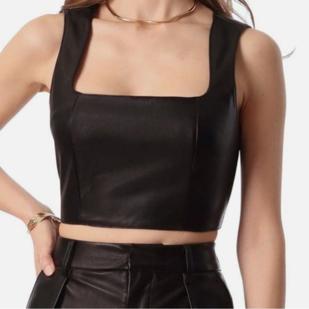7 for All Mankind Faux Leather Crop Top